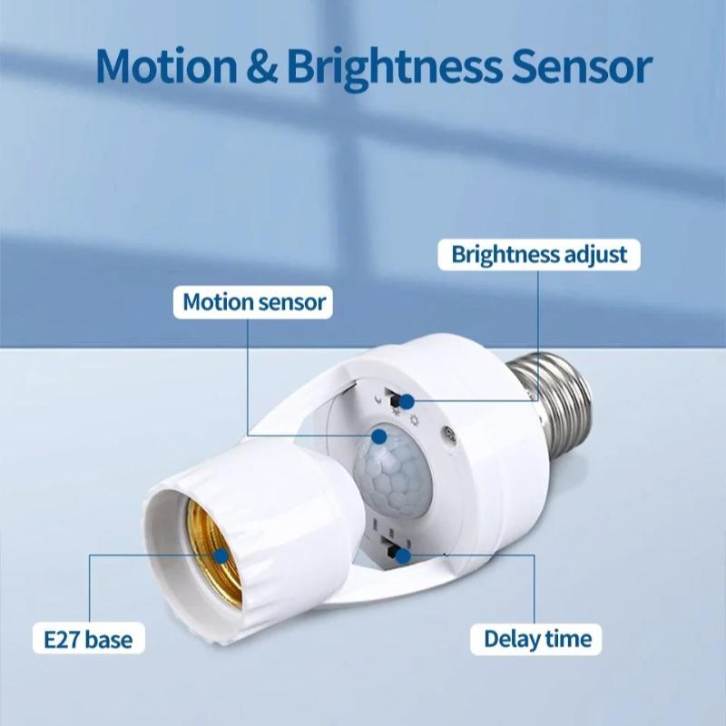 LED Human Body Induction Energy-saving E27 Lamp Holder Intelligent Switch Light Timing Infrared Induction Lamp Base 85-265V