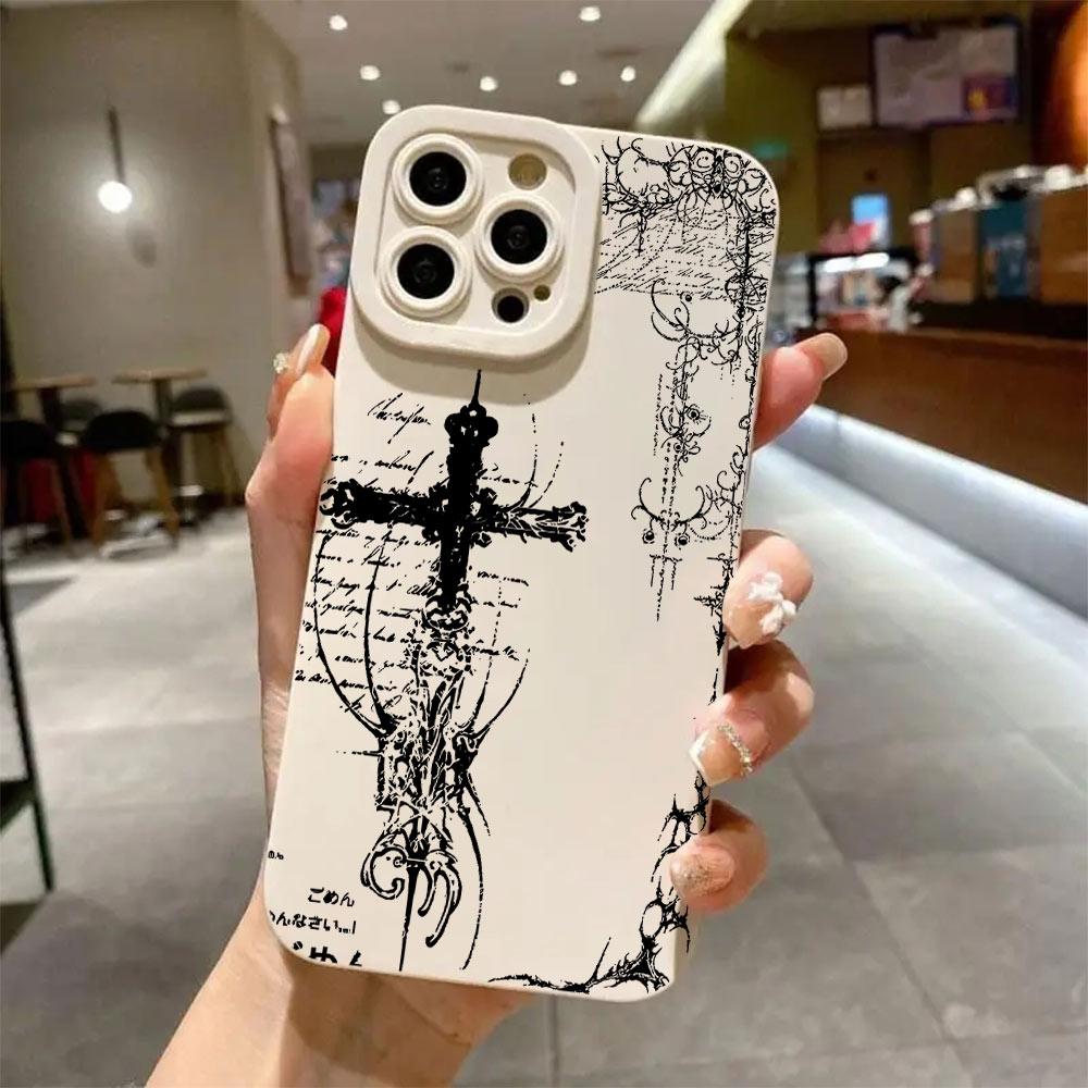 Luxury Dark Gothic Cross Mark Phone Case For Samsung Galaxy S26 S25 S24 S23 S22 S21 S20 Note20 Edge FE Plus Ultra 4G 5G Soft