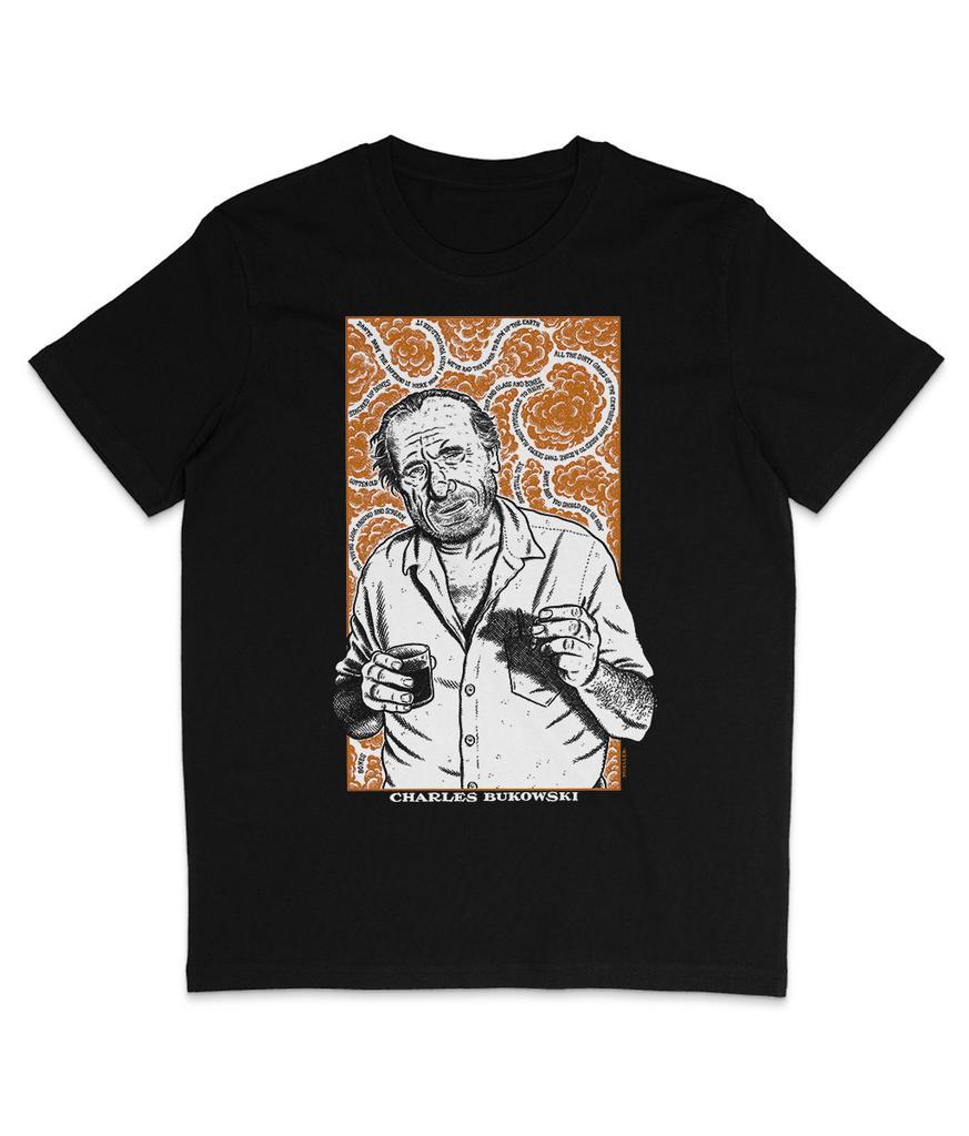 Charles Bukowski - Black - Organic T-Shirt Mens Womens Tees Top - Poet - Outlaw - Punk - Barfly