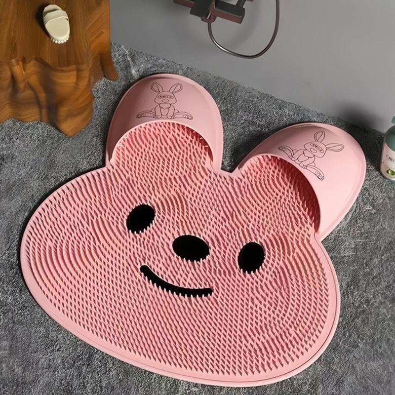 Tappetino da Bagno in Silicone con Texture Esfoliante Design Coniglio Antiscivolo Tappetino per Doccia per Massaggio ai Piedi 30cm