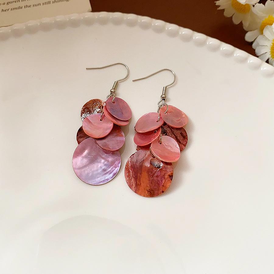 European and American Silver Needle Shell Round Resin Flower Stud Earrings Summer Small Fresh Earrings Niche Color Agent Dry Earrings