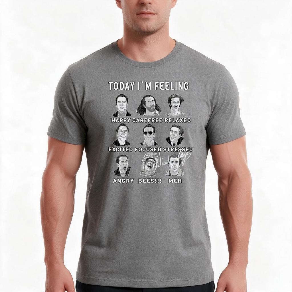 Nicolas Cage Funny Feelings Nicholas Cage Nick Cage Nic Tshirt Summer Casual Cotton Tee Oversized Streetwear Tops