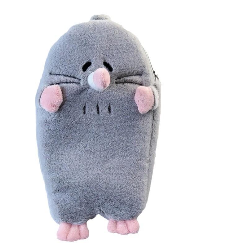 

Mole Plush Pen Case Large-capacity Stationery Box Mobile Phone Birthday Gift Original Plush Design Cute Student світло-сірого кольору