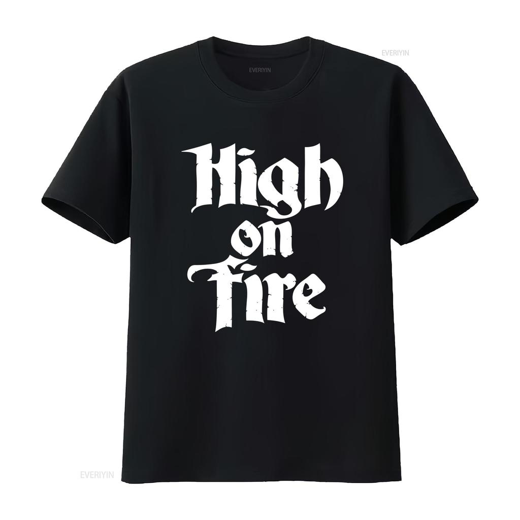 Stylish High on Fire Band Logo Black T shirt Available in All Sizes S 5Xl 2F82 vintage Washed Slightly streetwear Soft