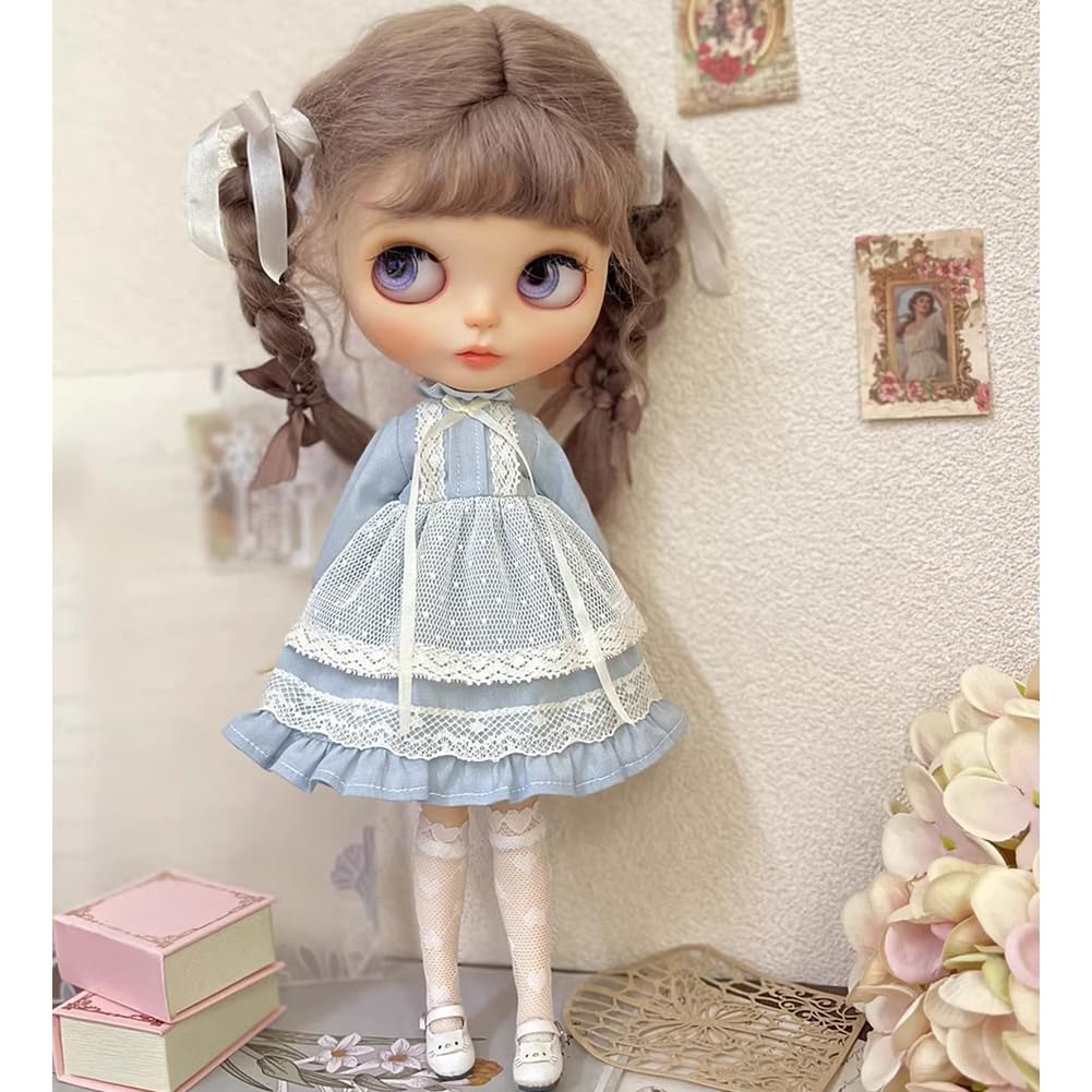 Rakulifey Blythe poppenkleding, outfit, jurk, jurk uit één stuk, Neo Blythe outfit, Obitsu 24 compatibel, 3 kleuren (roze)