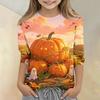 Kids Halloween Printed Crew Neck Three Quarter Sleeve Casual T Shirt Top for Boys and Girls Soft Comfortable Fabric