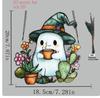 Acrylic Hanging Ornament 2D Ghost with Witch Hat and Plants Decorative Window Suncatcher for Indoor Use with Chain