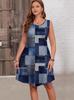 2025 Spring/Summer Trendy Sleeveless Plus Size Denim Print Dress