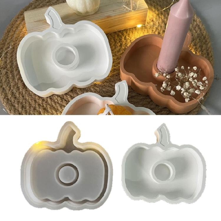 Pumpkin Shape Silicone Candlestick Molds for Candle Holder Epoxy Resin Pumpkin Shape Silicone Candle Holder Molds