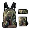 Classic Hololive VTuber Ceres Fauna 3D 3pcs/Set Pupil School Bags Laptop Daypack Backpack Inclined Shoulder Bag Pencil Case