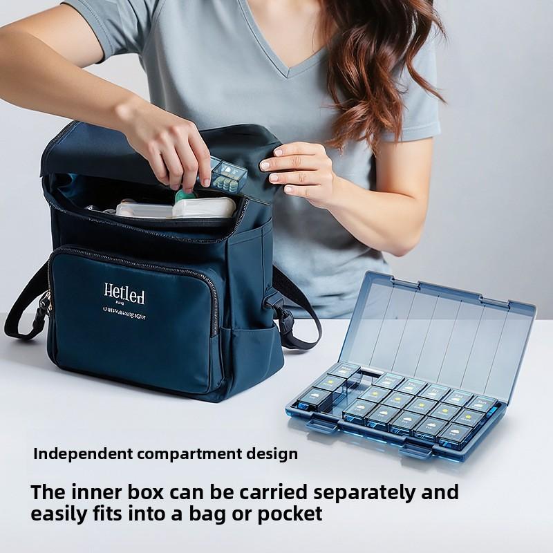 Medicine Box English Medicine Packing Box Storage Seven Days A Week 2128 Grid Morning, Middle and Evening Portable Storage Box