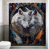 Exquisite Wolf Totem Shower Curtain - Mystical Wolf With Feathers, All-Season Design, Easy Install, Bathroom Accessories Set