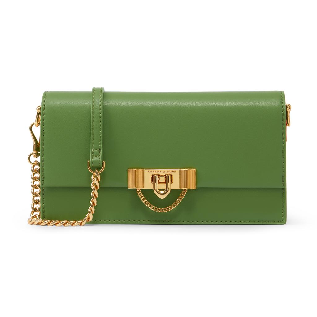 New CHARLES&KEITH PU Crossbody Bag, Shoulder Bag, Wallet Women's Beige/Black/Green/Pink CK6-10701189