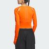 Adidas Long Sleeve Top Solid Color Slim Fit Hollow Design Casual Long Sleeve T-Shirt Women Tops Half-Impact-Orange JJ1589