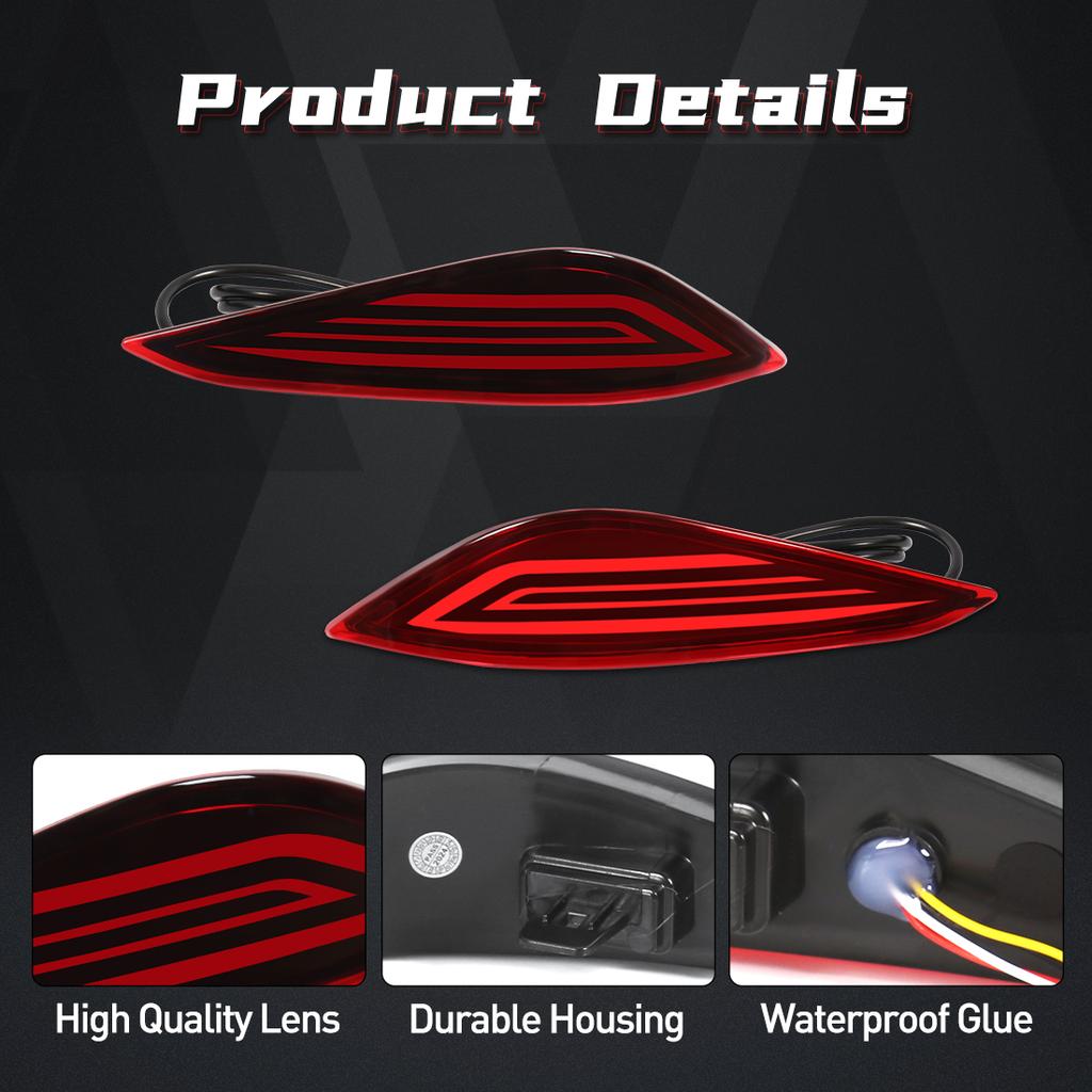 2x Rear Bumper Reflector Brake Light For Toyota Rush Fog Lamp 2018 2019 2020 Park Driving Turn Signal 3 Function