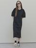 Avang Dart Sleeve Logo Long Dress - Black