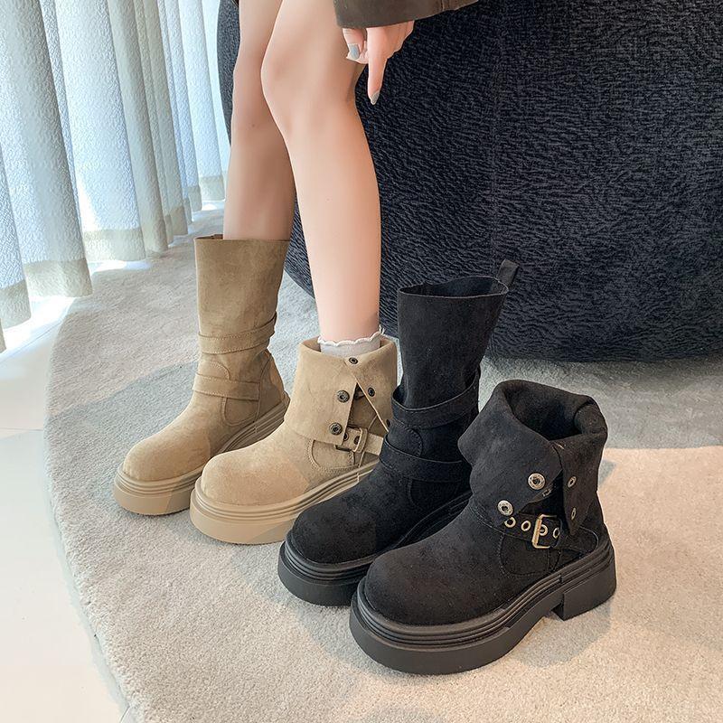 Stylish and Comfortable Two-wear Thick-soled Medium Boots 2025 Autumn and Winter New Niche Design Sense Small Martin Boots Women