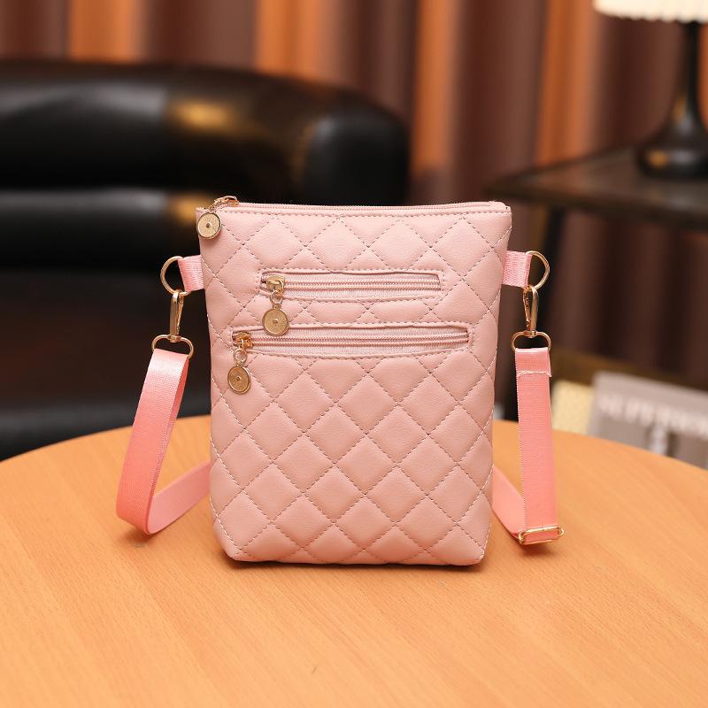 Simple diamond square bag autumn and winter new fashion women's messenger mobile phone change bag bucket bag women