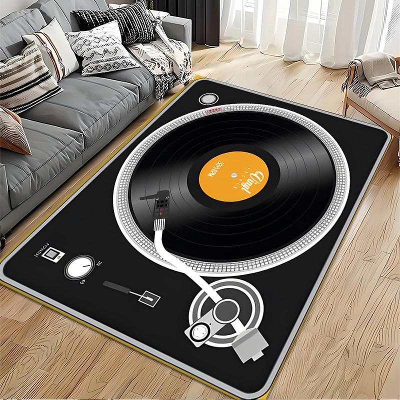 Retro Vinyl Record Design Rug Non-slip Rug Suitable for Living Room and Bedroom Sofas.
