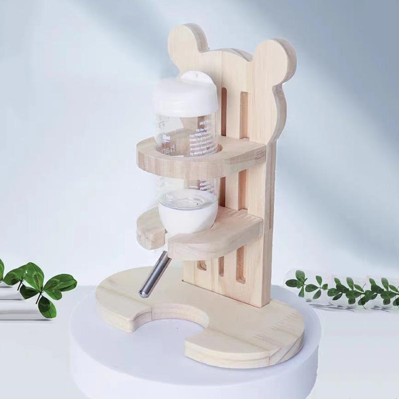 Verstelbare Houten Kleine Huisdieren Water Drinkfles Houder Voerflessen Standaard Auto Dispenser Houder Cavia's Chinchilla's