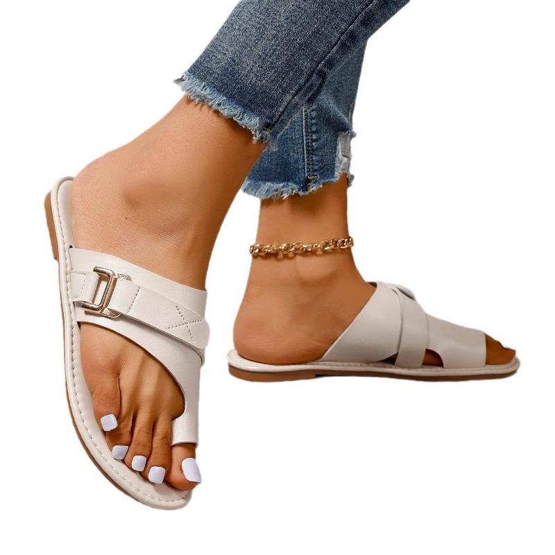 Summer new women's shoes cover toe fashion flat heel casual women's slippers