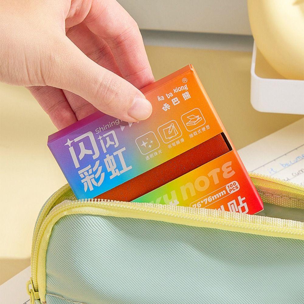 100sheets Pearlescent Note Paper Pull-out Sticky Memo Simple Sticky Notes  School Office