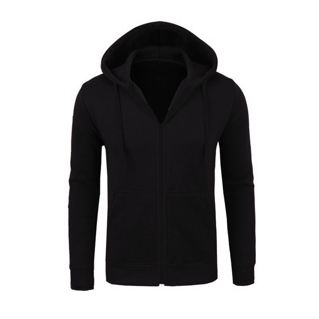 Sudadera con capucha de manga larga con cremallera de color para hombre