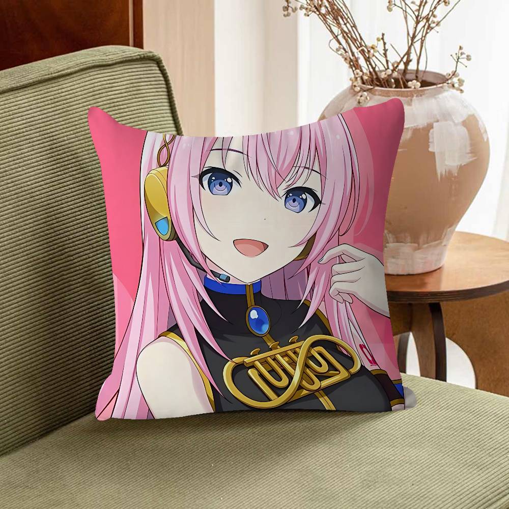 M-Megurine Luka Office Cushion Pillowcase Car Cushion Cover45X45CM Lumbar Pillowcase Sofa Pillowcover