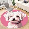 1pc Poodle Pink Office Round Rug, Carpet for Office, Gaming, Lightweight Round Floor Mat yy260205020