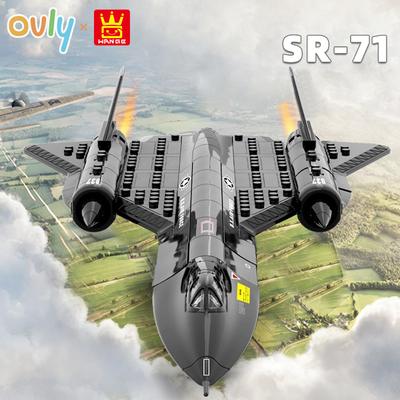 WANGE Vojenský obrněný letoun Model SR-71 BlackBird Stavebnice Stíhací letoun Kompatibilní s kostkami Dětský narozeninový dárek č.4005