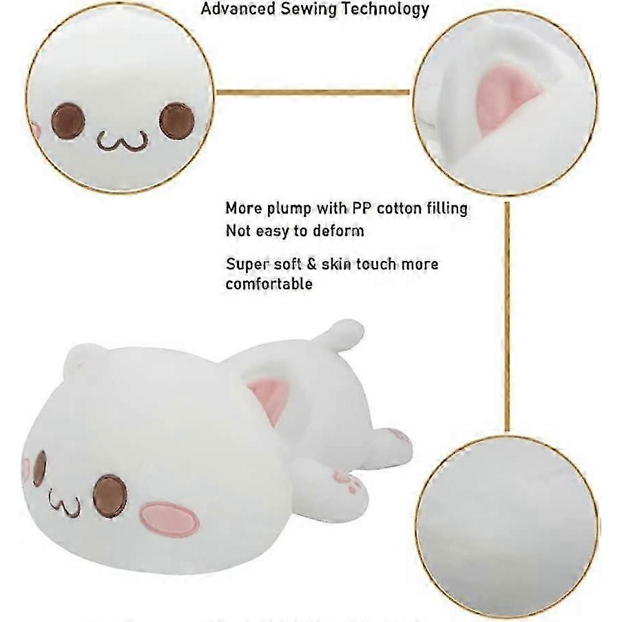 Soft Cat Plush Pillow Stuffed Animal Toy Kawaii Kitten Anime Plushie Hugging Pillow, Plush Doll Toy for Kids Girls Birthday Valentine
