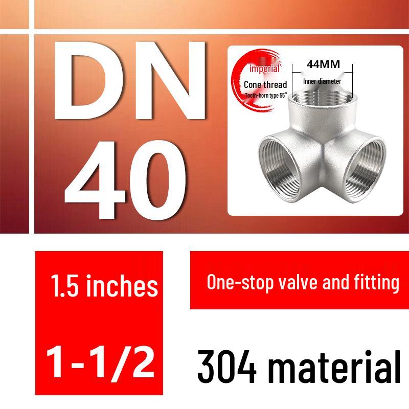 304 Stainless Steel Internal Threaded 3D Tee and Four/Five-Way Connector, DN25 Water Pipe Fittings