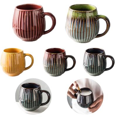 High Temperature Resistant Ceramic Water Cup Japanese Style Stripe Tea Cup Stoneware Hand-painted Cuisine Drinkware Coffee Mug