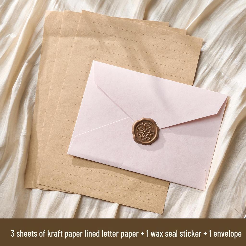 Romantic Retro Nostalgic Sheepskin Texture Stationery Set with Wax Seal Stamp for Artistic Love Letters and Invitations