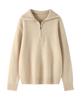 Women's Half-High Neck Wool Sweater: Thickened, Soft, Pure Color Pullover with Half-Zip for Autumn/Winter