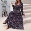 2026 Women's Autumn V-Neck Long-Sleeve Print Dress