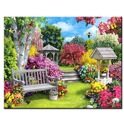 5D-Diamant-Stickerei, Gartenblume, volle Runde, Diamant-Mosaik, Diamant-Gemälde, Landschaft, Strasssteine