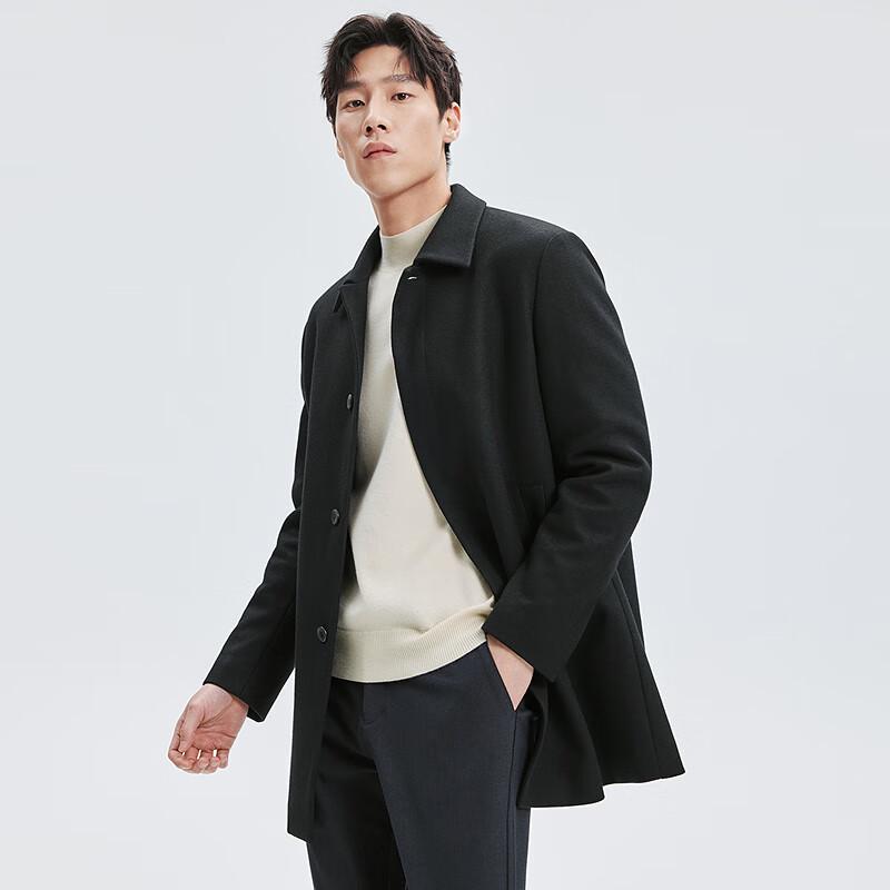 SEPTWOLVES Men's Wool Blend Lapel Overcoat