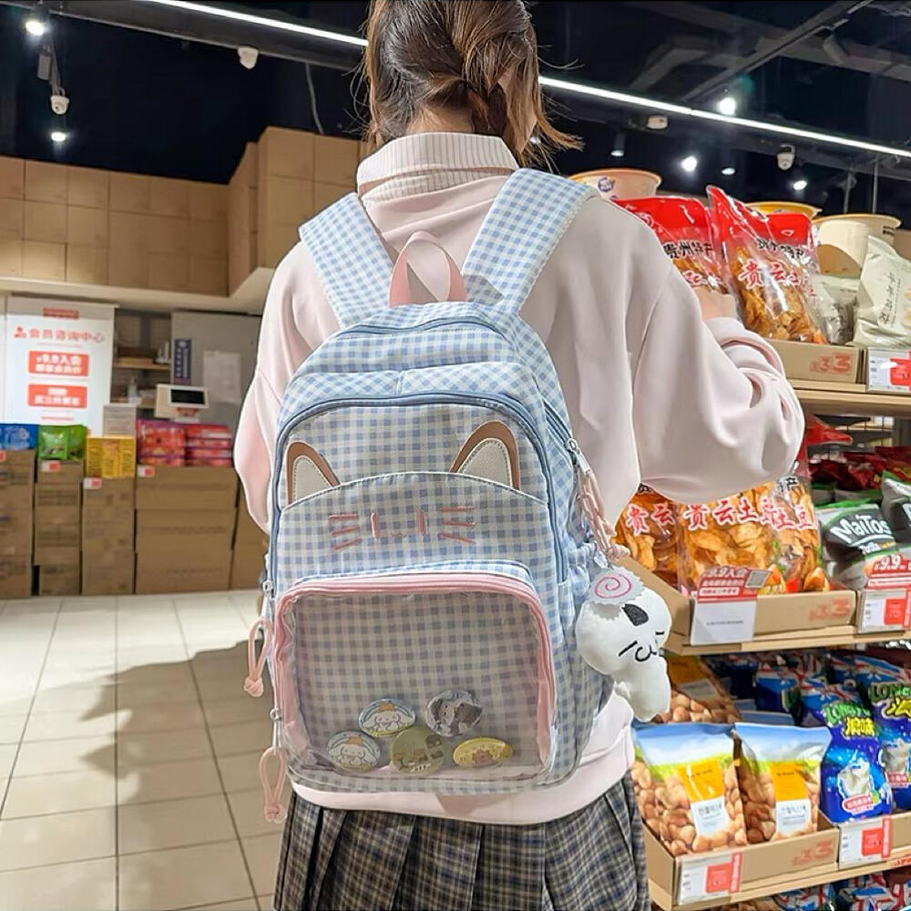 New Y2K Cute Cat Ita Backpacks Large Capacity Rucksack Girls Transparent DIY Display Knapsacks Outdoor Fashion Travel Schoolbags