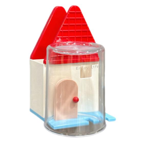 

Toothbrush Holder with Transparent Mouthwash Cup Wall Mount Nail-Free Self Adhesive Organizer House Shape Storage Rack for Bathroom червоний