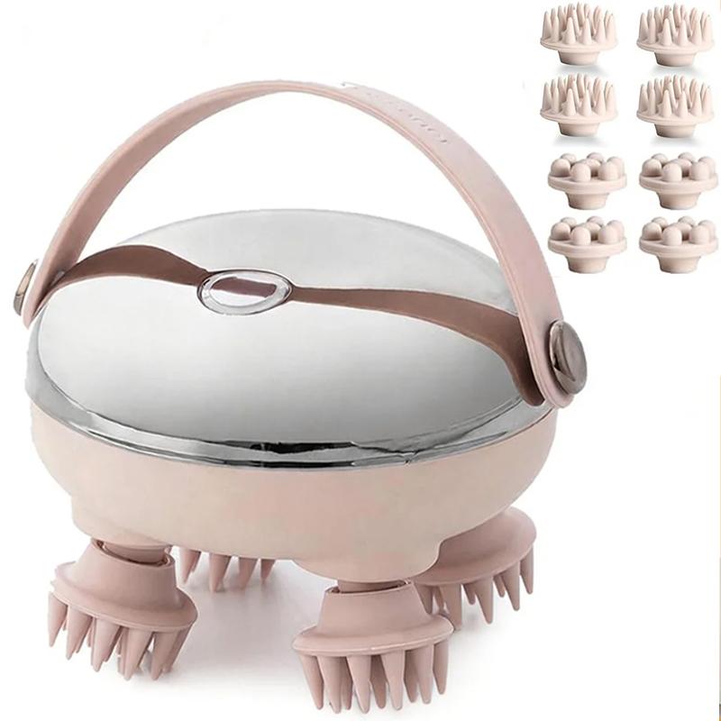 Wireless Head Massager with Red Light Therapy Heat Function 4 Claws Kneading Scalp Massage for Stress Relief Hair Growth