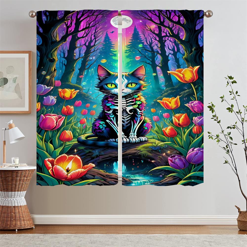 Cabinets for Living Room Decoration Acrylic Painting Style Curtain Luxury Curtains for Living Room on Sale Curtains 2 Pcs Set