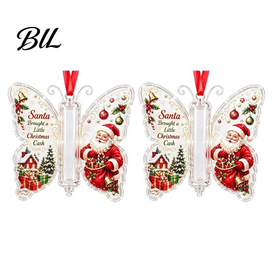 Feiertagsparty Hängedekoration Schmetterling Bargeldgeschenk-Schmuckstück, Weihnachts-Geldhalter mit Geschenken für Familie Freunde Festlicher Druck, Acryl-Baum-Anhänger