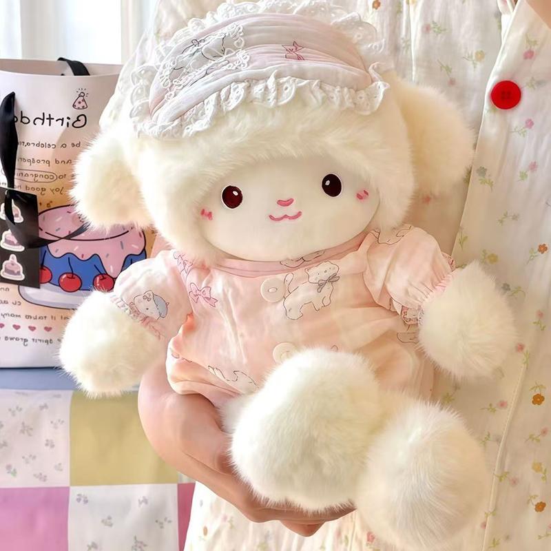 Soft Angel Sheep Plush Toy Adorable Fluffy Stuffed Doll Sweet Sleep Companion Perfect for Girls Birthday Gift Nursery Decor
