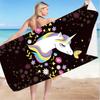 Cute Cartoon Unicorn Beach Towel, Quick Dry Fantasy Bath Towel with Flowers Rainbow Star, Super Soft Oversized Girls Pink Towels