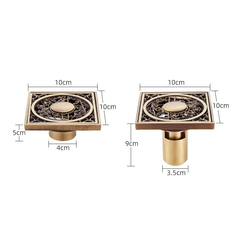 10X10cm antique brass odor proof floor drain bathroom shower room bathroom floor drain odor proof hardware bathroom accessories