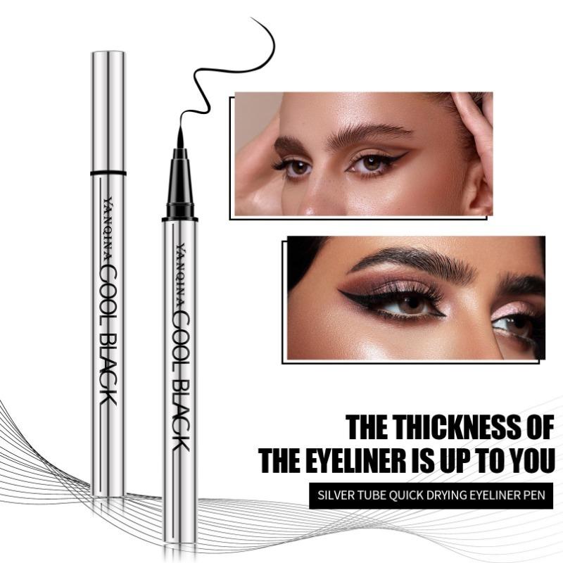 Yanqina Cool Black Eyeliner Flüssigstift, Schnelltrocknend Wasserdicht, Make-up Haltend und Wischfest Eyeliner