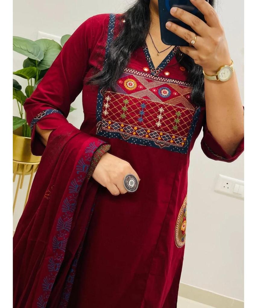 Women Designer Party Wear Salwar Suit Kurti Indian Party Wear Cotton Top Tunic Kurta Pant Dupatta Set