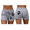Damskie spodenki sportowe z wysokim stanem i nadrukiem kocich pazurów, ściągane sznurkiem, szybkoschnące i elastyczne