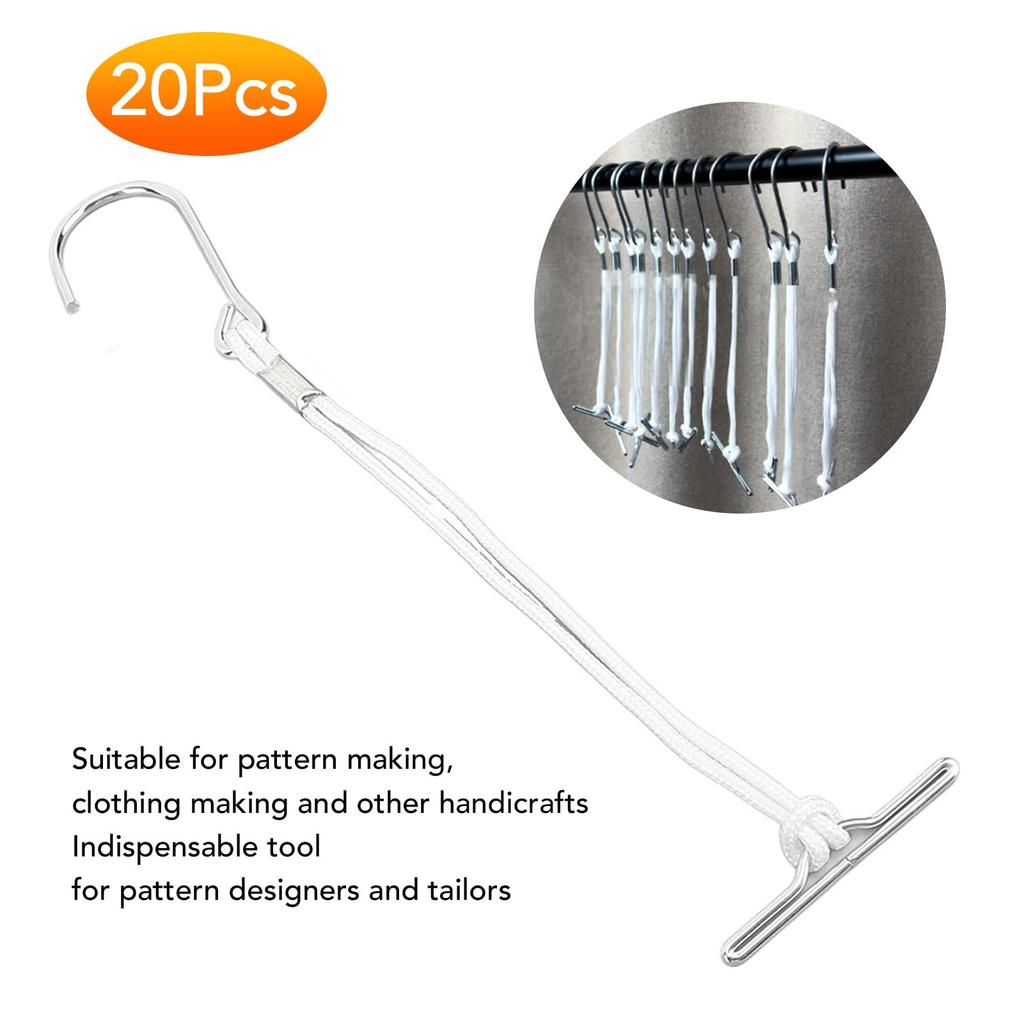 20pcs Pattern Hooks Hanging Sewing Metal Hanger Rope Ergonomic Handle 260mm